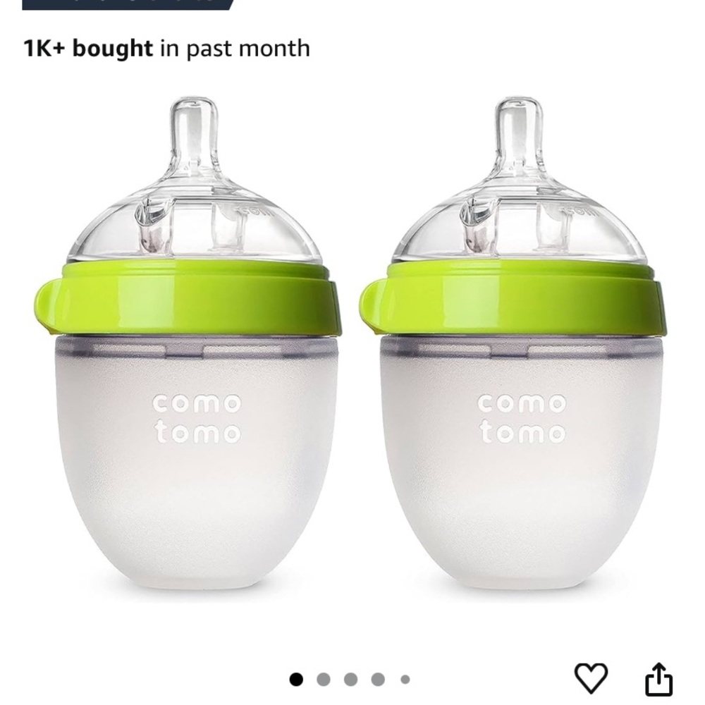 Comotomo Silicone Baby Bottles with Green Lids